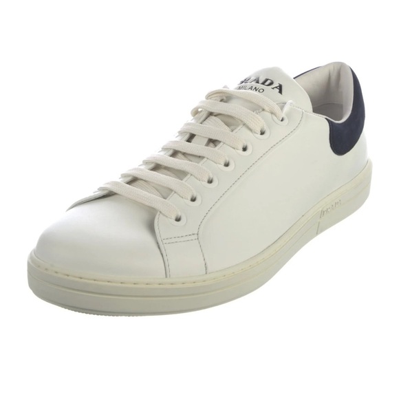 Prada Other - Prada Men's Pre-Owned Vitello Plume Logo White Black Leather Sneakers Trainers